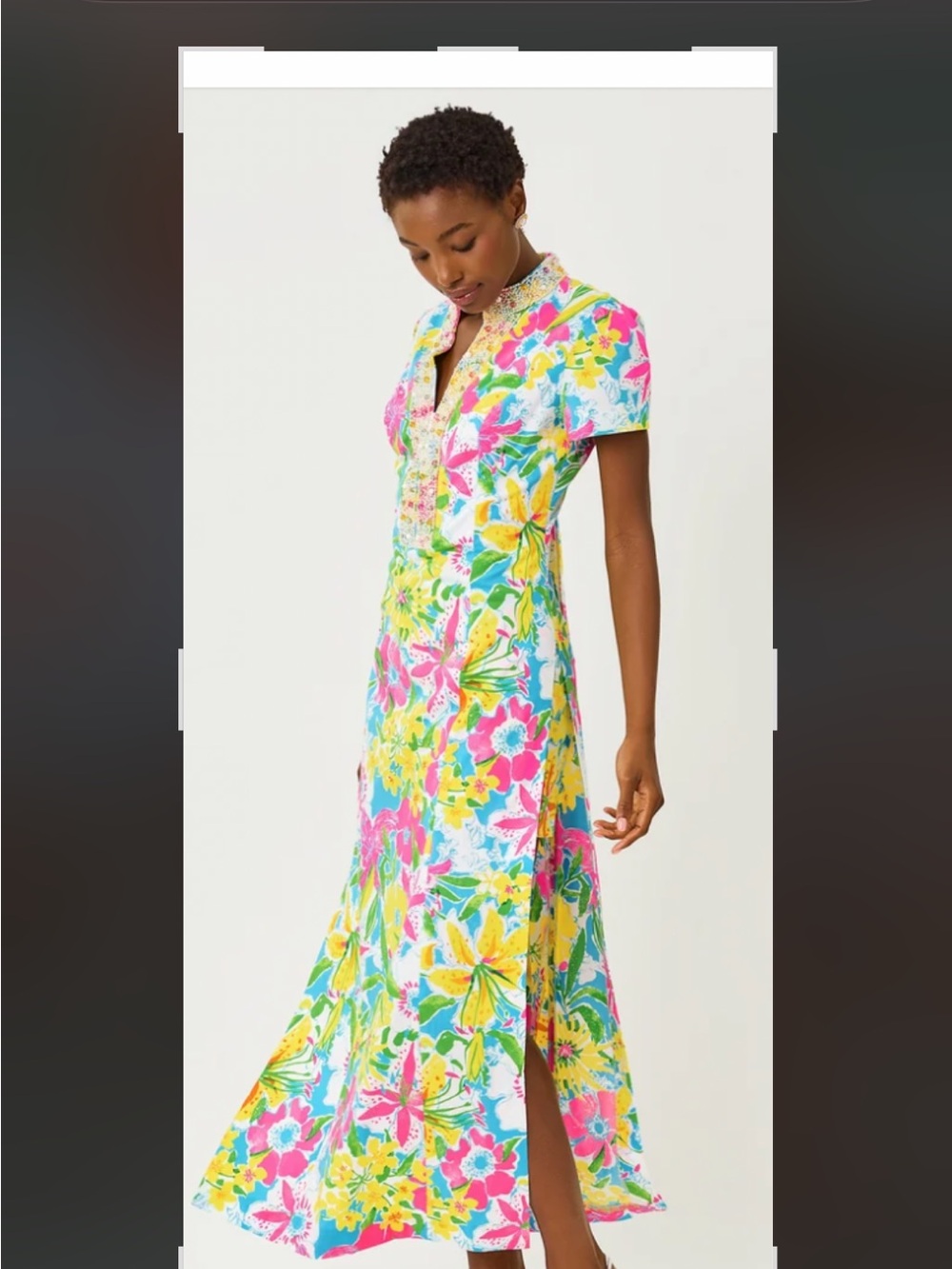 Lilly Pulitzer Floral Shirt-Collar Velora Maxi Romper Size 00